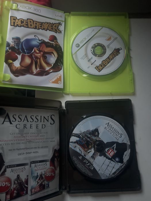 Dwie gry facebreaker xbox 360 i assasin’s creed black flag ps3