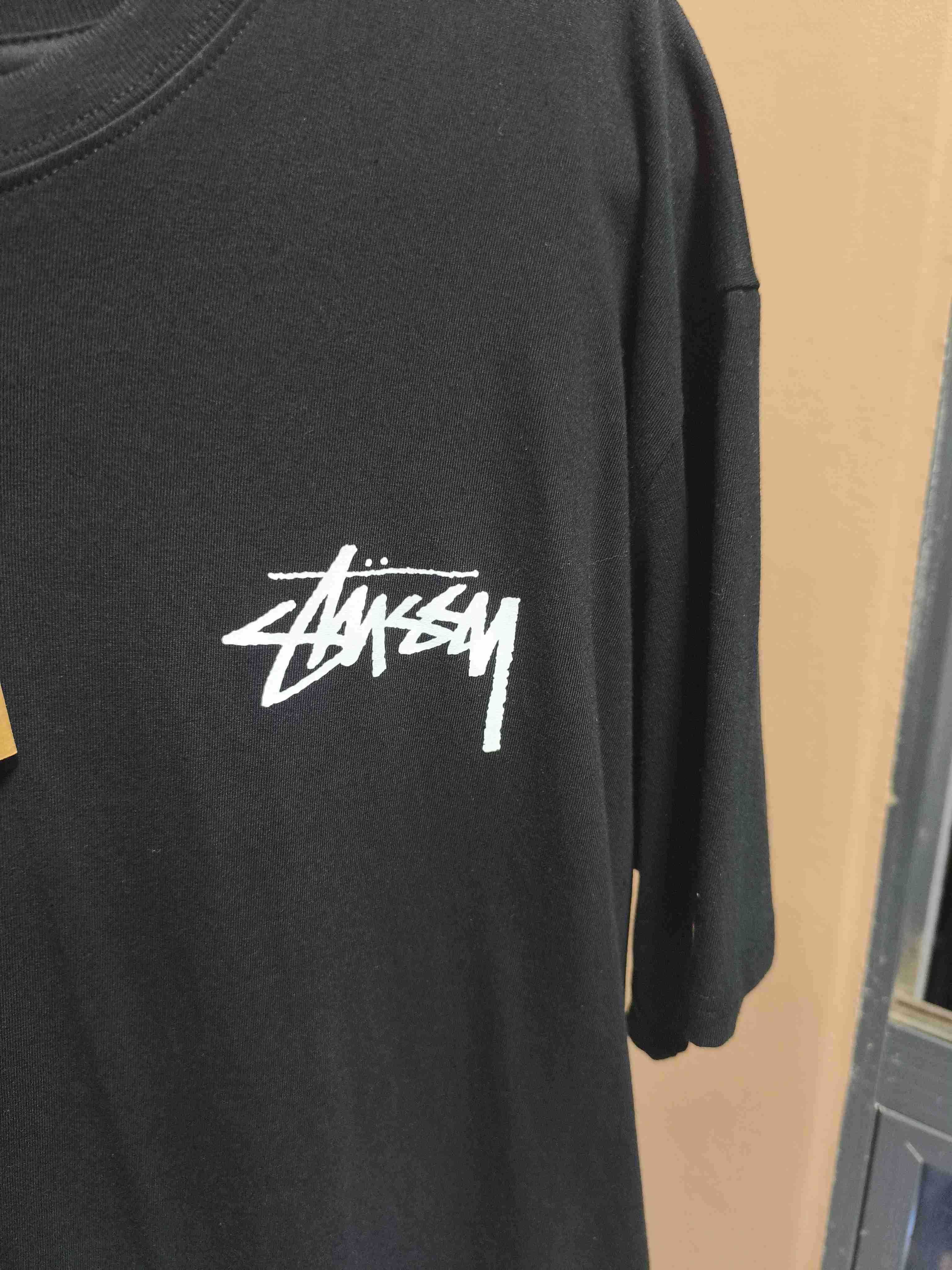 Stussy Męska Czarna Koszulka z Nadrukiem Rozmiar L