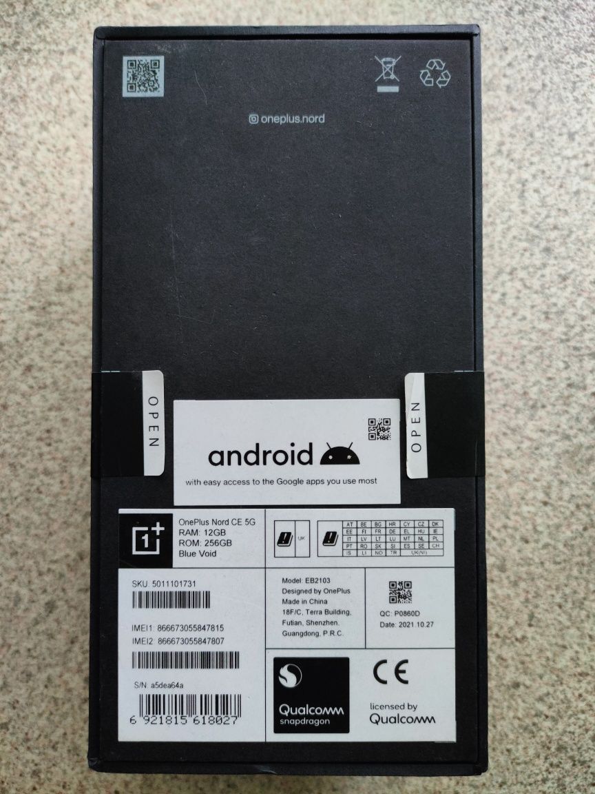 OnePlus Nord CE 5G 12/256GB Blue Void 90Hz EU. Гарантія