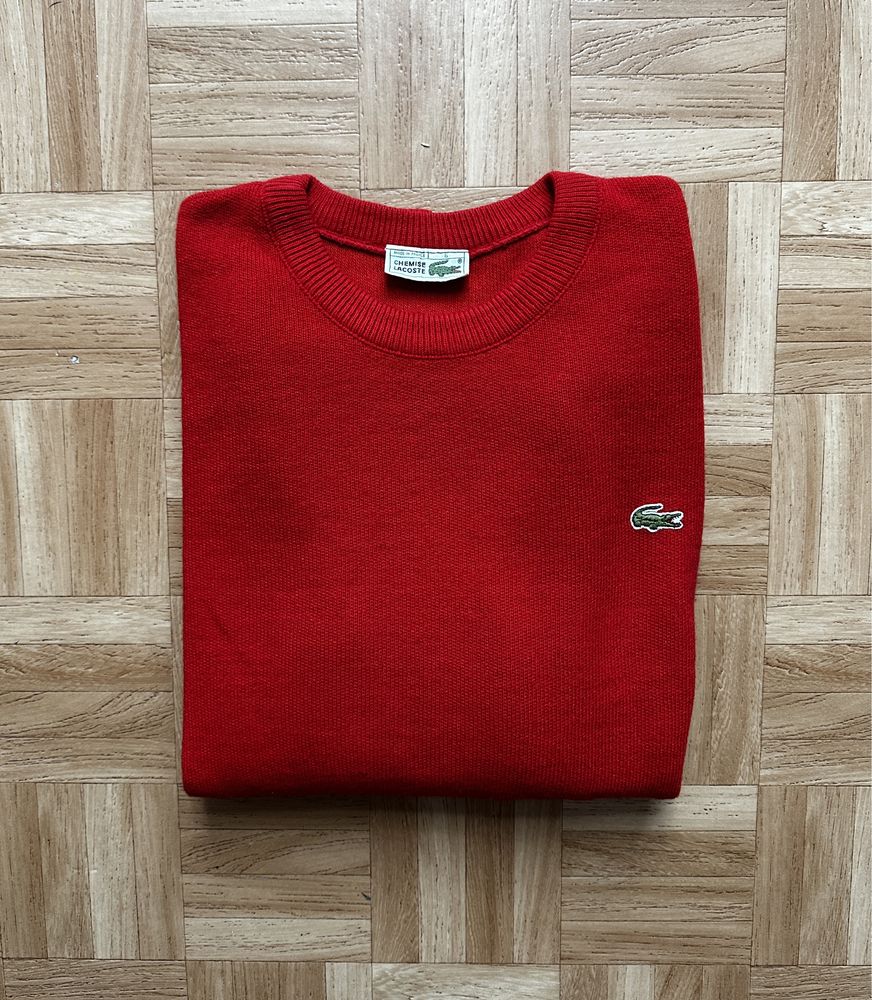 Czerwony sweter z okrągłym dekoltem Lacoste