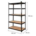 Regał magazynowy Pro Loft 180x120x45 cm 5 półek MDF (275kg) czarny