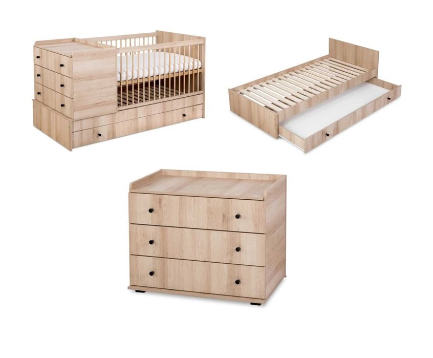 Meble Dziecięce Kompakt 3w1 Klupś zestaw Dzieci Komoda Łóżeczko BUK