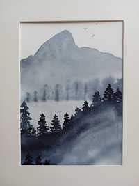 Akwarela Akwarelka Obraz - Mgła w górach