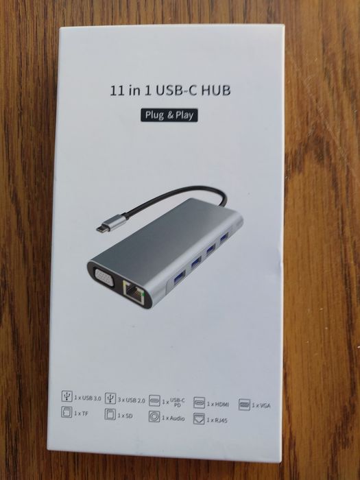Hub usb adapter USB 11 w 1 - 4K HDMI VGA karty SD/TF MacBook