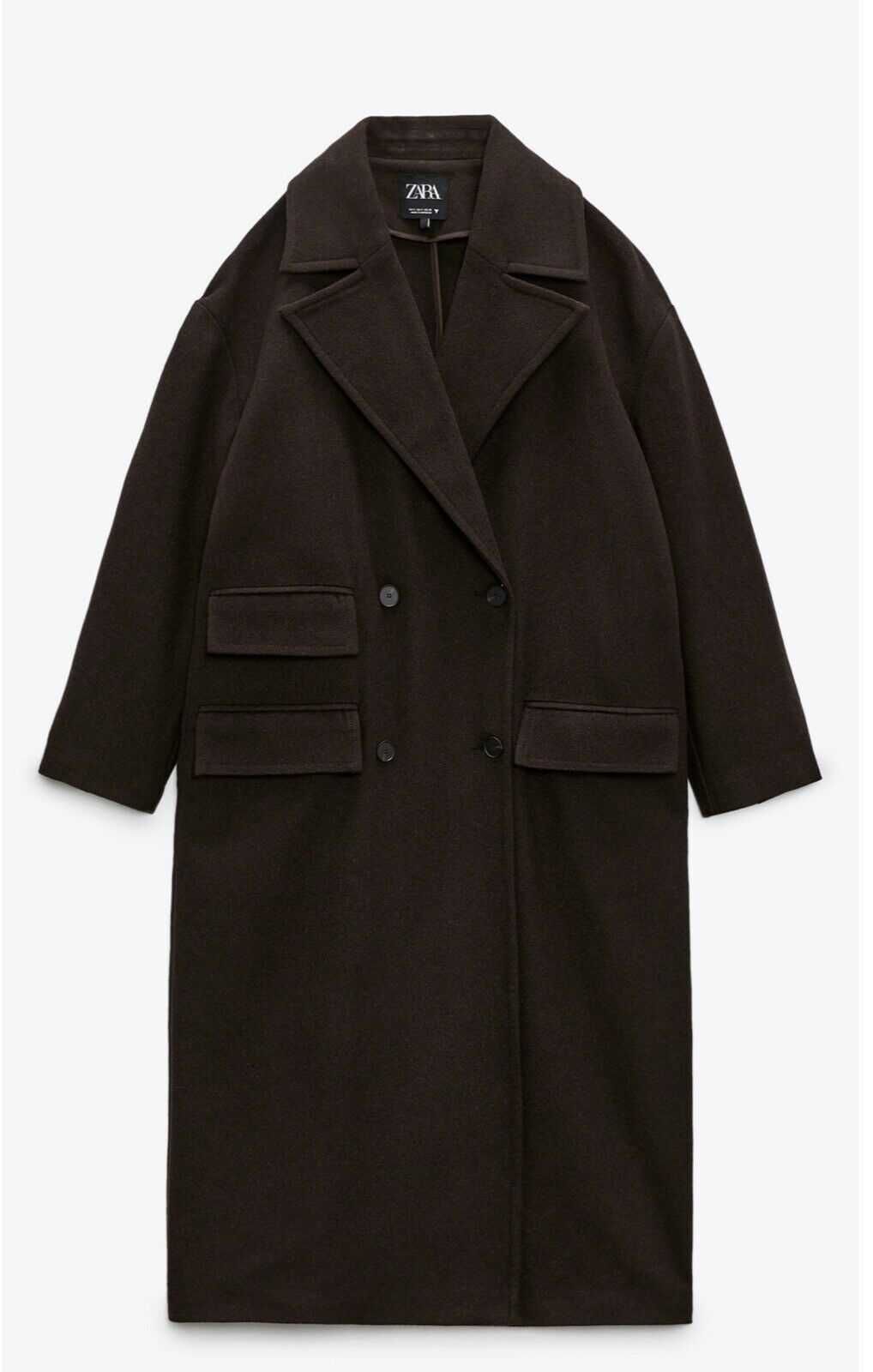Zara długi wełniany płaszcz oversize