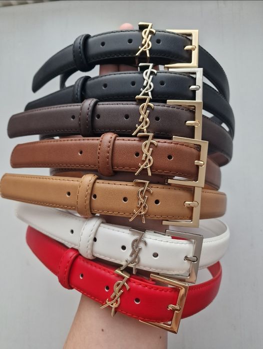 Nowy Skórzany Pasek Damski YSL kolory premium tanio