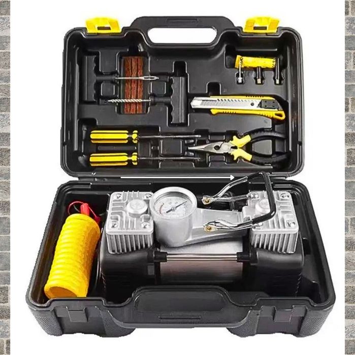 Автомобильный двух 2х поршневой компрессор,  насос в кейсе