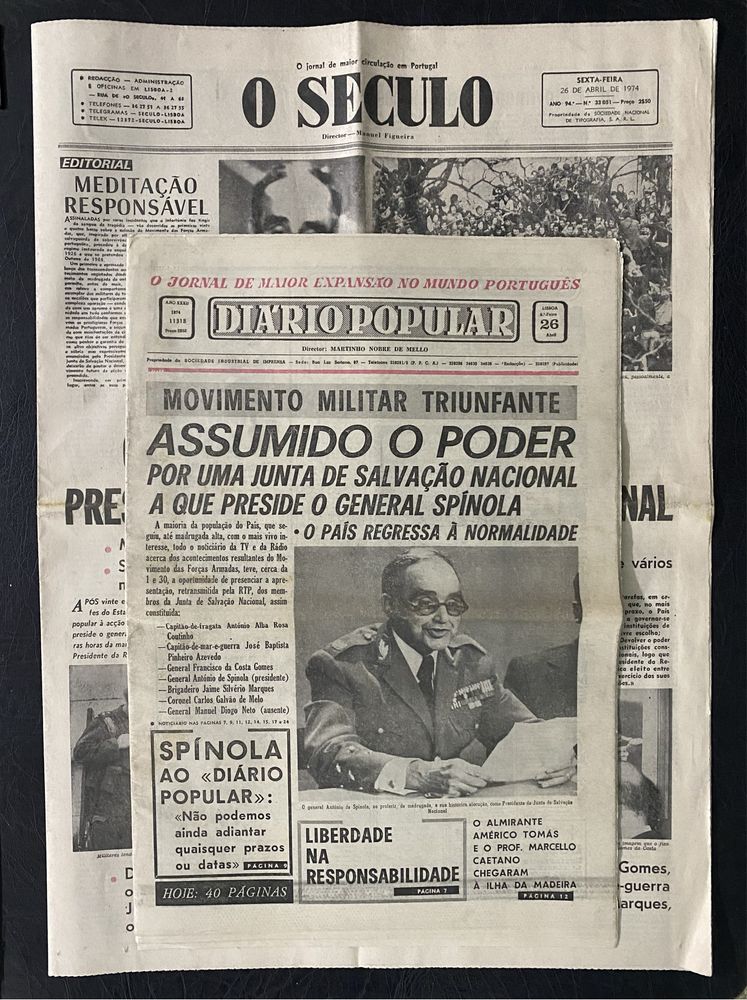 Jornal Diário Popular e o SÉCULO sobre o 25 Abril 1974