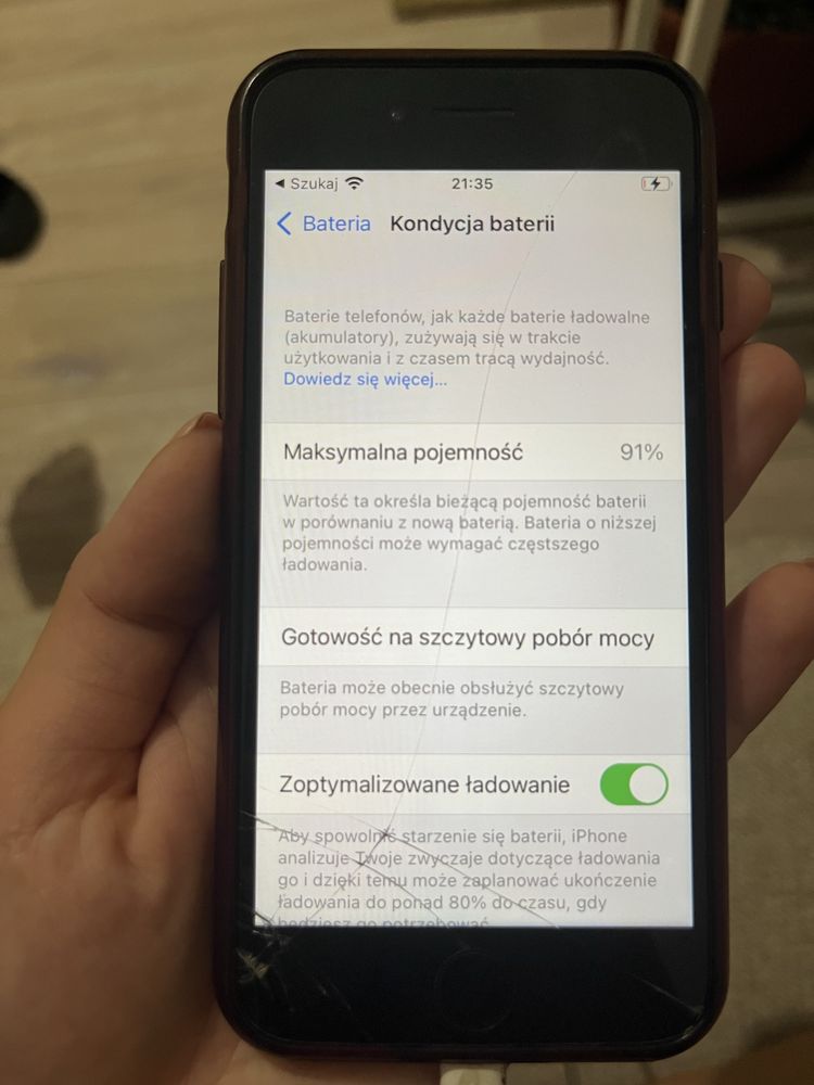 iPhone 8 64gb zbita szybka i tył, bateria 91%