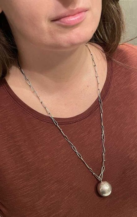 Długi Warszawski Srebrny Naszyjnik z Kulką - 19,39g - ORNO - Kraków