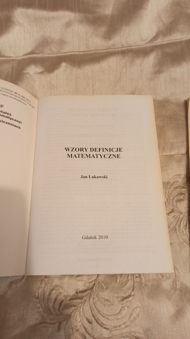 Książka Wzory i definicje matematyczne - J. Łukawski + aneks gratis