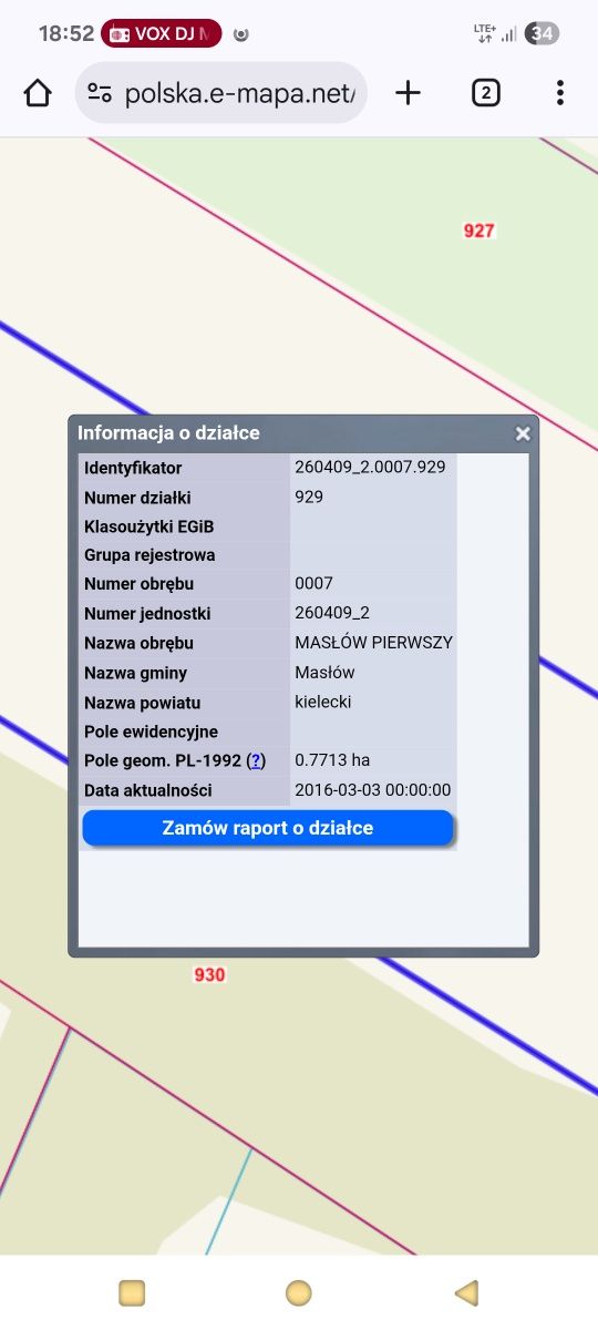 Sprzedam działkę o powierzchni 7713 m2