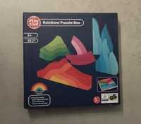 Playtive drewniane klocki tęczowe Montessori rainbow puzzle box tęcza