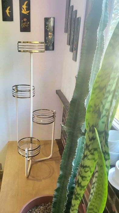 Duży kwietnik stojak na kwiaty w Regency Modern Art deco metal mosiądz