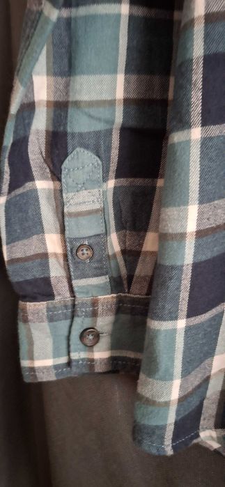 Camisa xadrez azul e verde