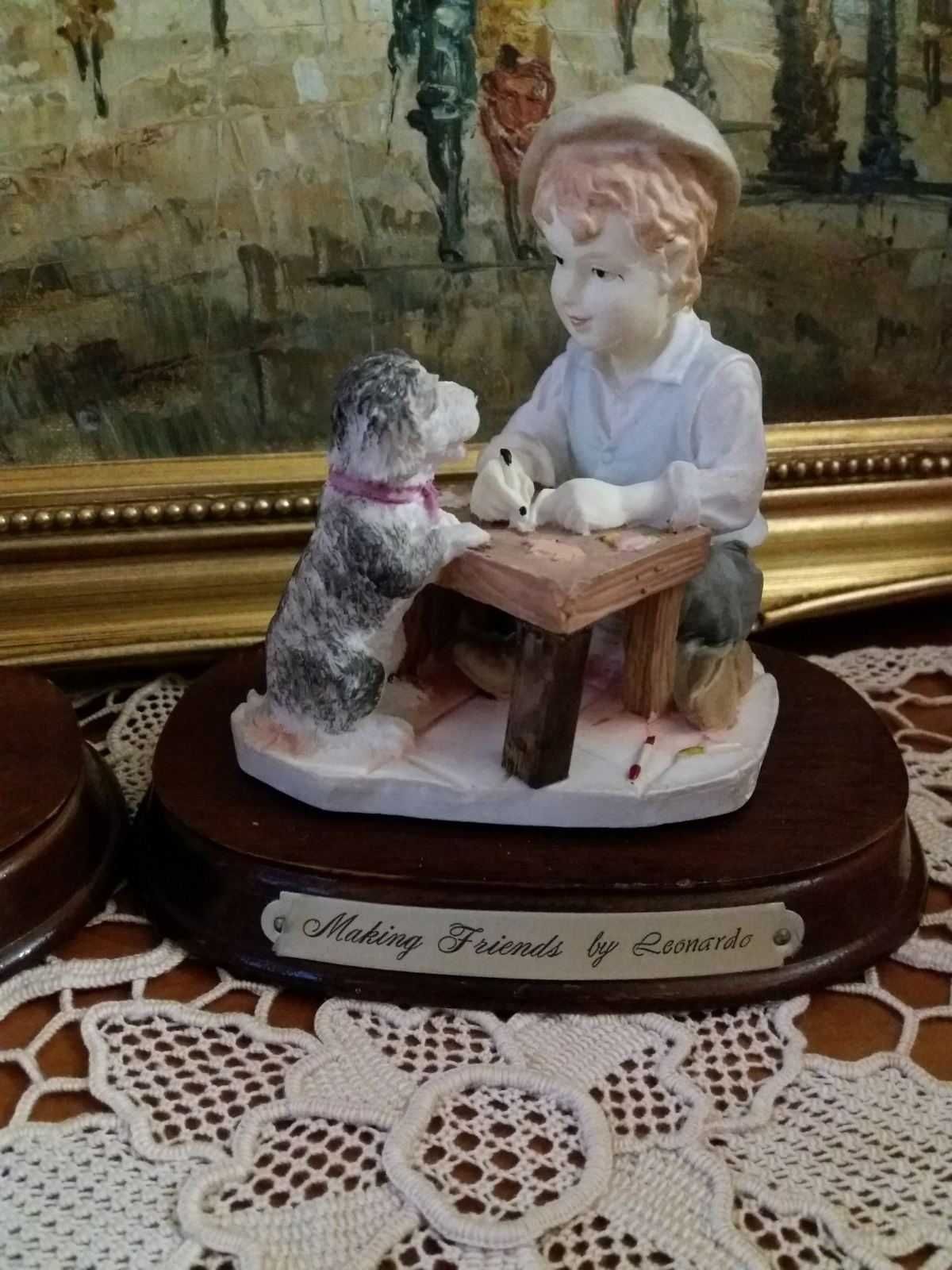 статуэтка мальчик с собакой Англия Леонардо коллекция