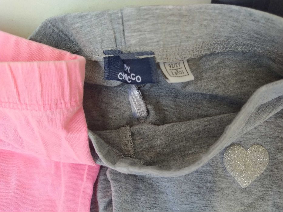 Calças de algodão para menina - Chicco e H&M - Tamanho 2 anos - 92 cm