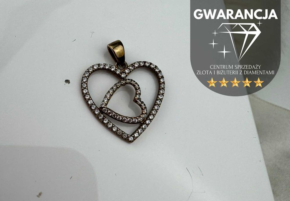 Złota zawieszka "SERCE" z cyrkoniami | 333 | JAK NOWA | 1.12g