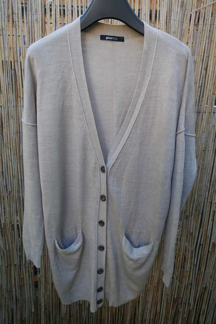 Gina Tricot kardigan beżowy sweter sweterek oversize modny 36/S