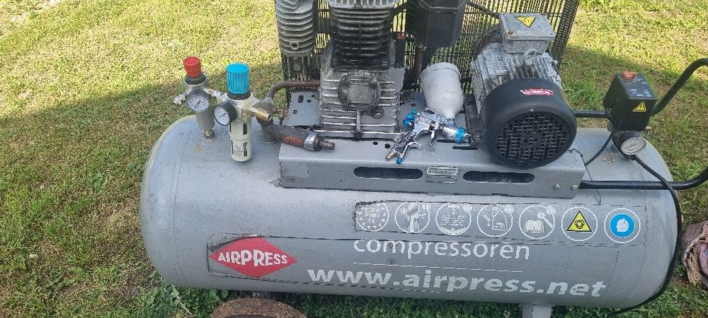 kompresor sprężarka airpress 270l pistolet lakierniczy zestaw
