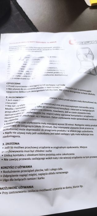 Mata masującą z pilotem