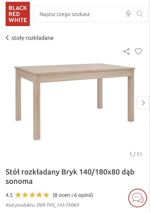 Stół BRW z krzesłami