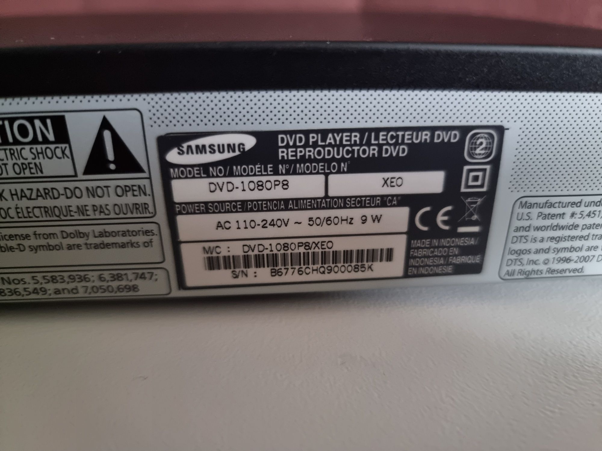 Odtwarzacz DVD Samsung DVD-1080P8
