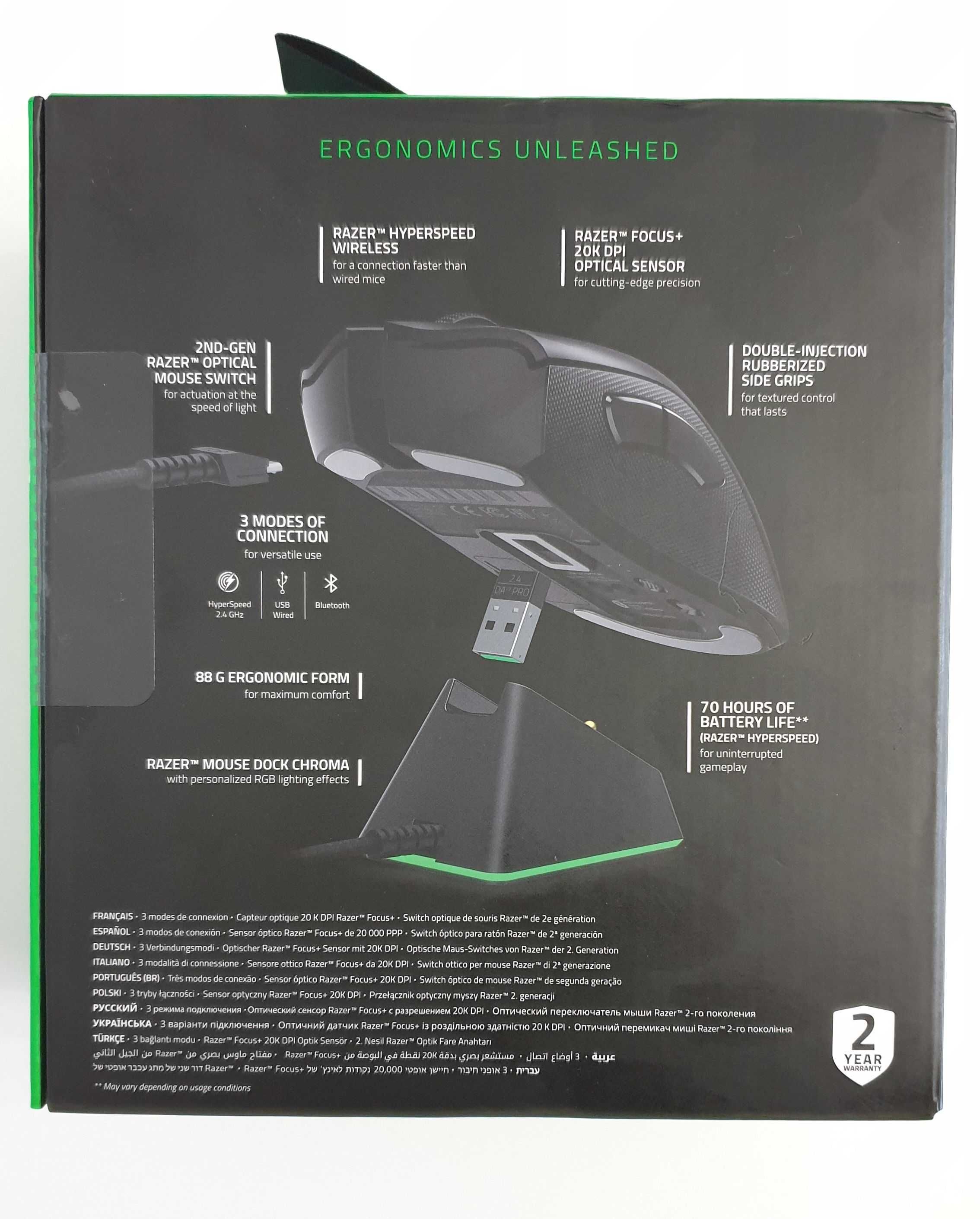 Nowa mysz gamingowa Razer Deathadder V2 PRO + stacja ładująca + dongle
