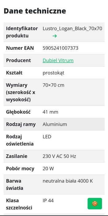 Lustro Dubiel vitrum Logan Black 70x70