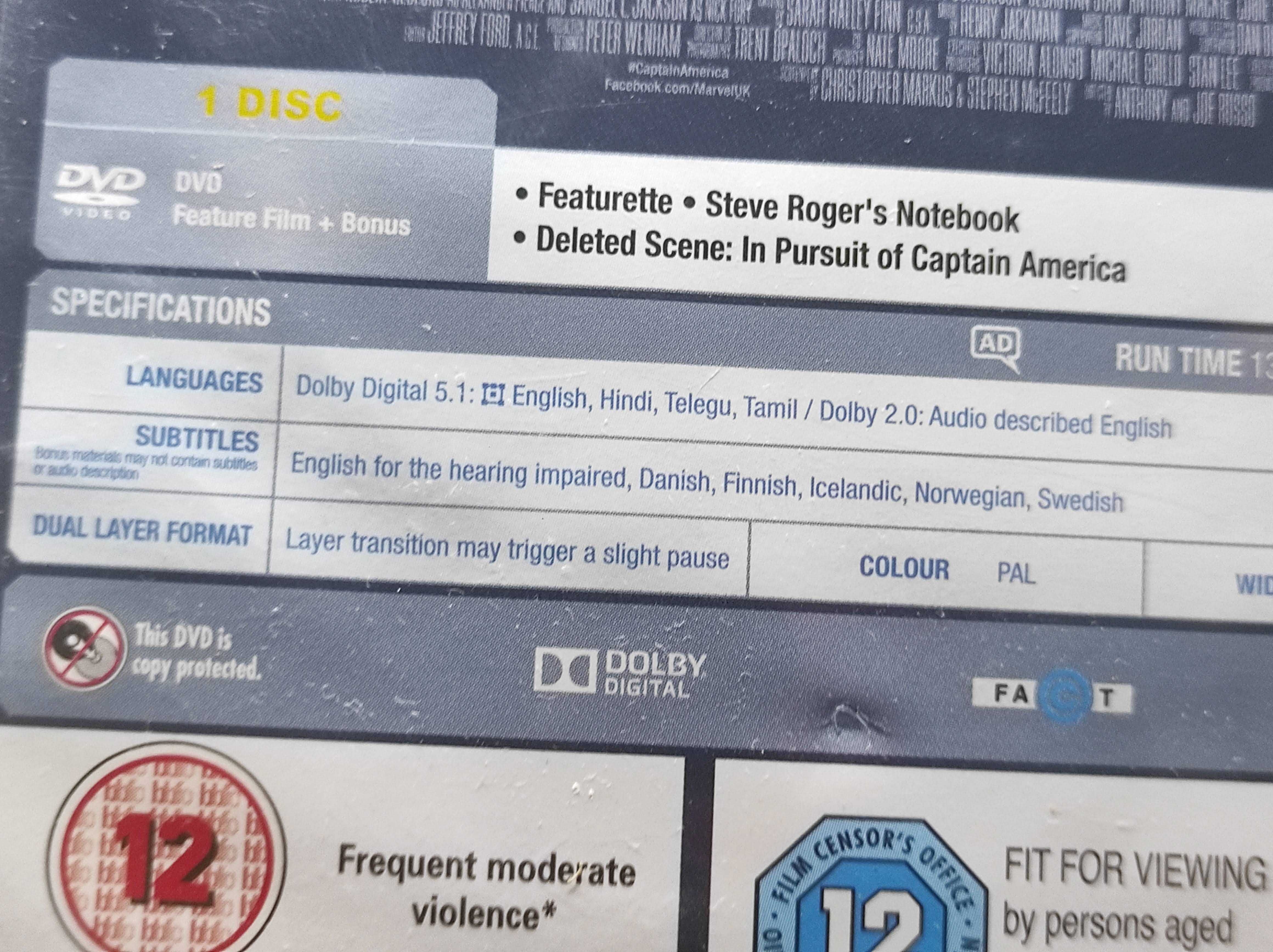 DVD film Kapitan Ameryka, Capitan America - the winter soldier marvel