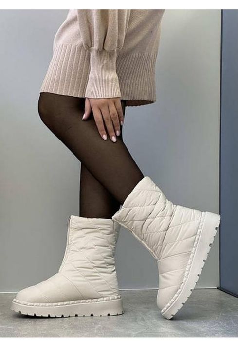 Дутіки жіночі молочного кольру