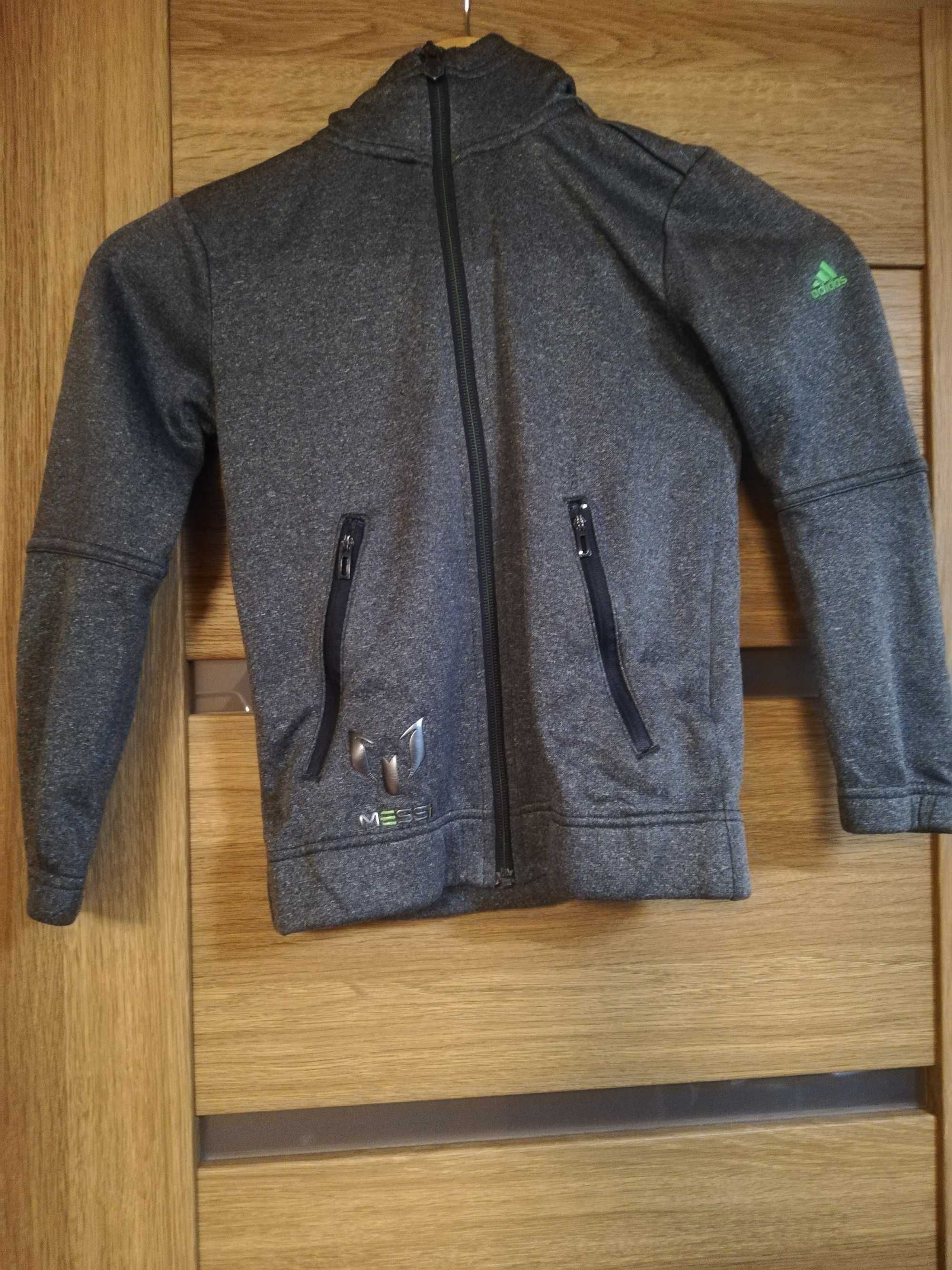 bluza Adidas Messi 128 na 7 8 lat szara z kapturem bluza Messi 128