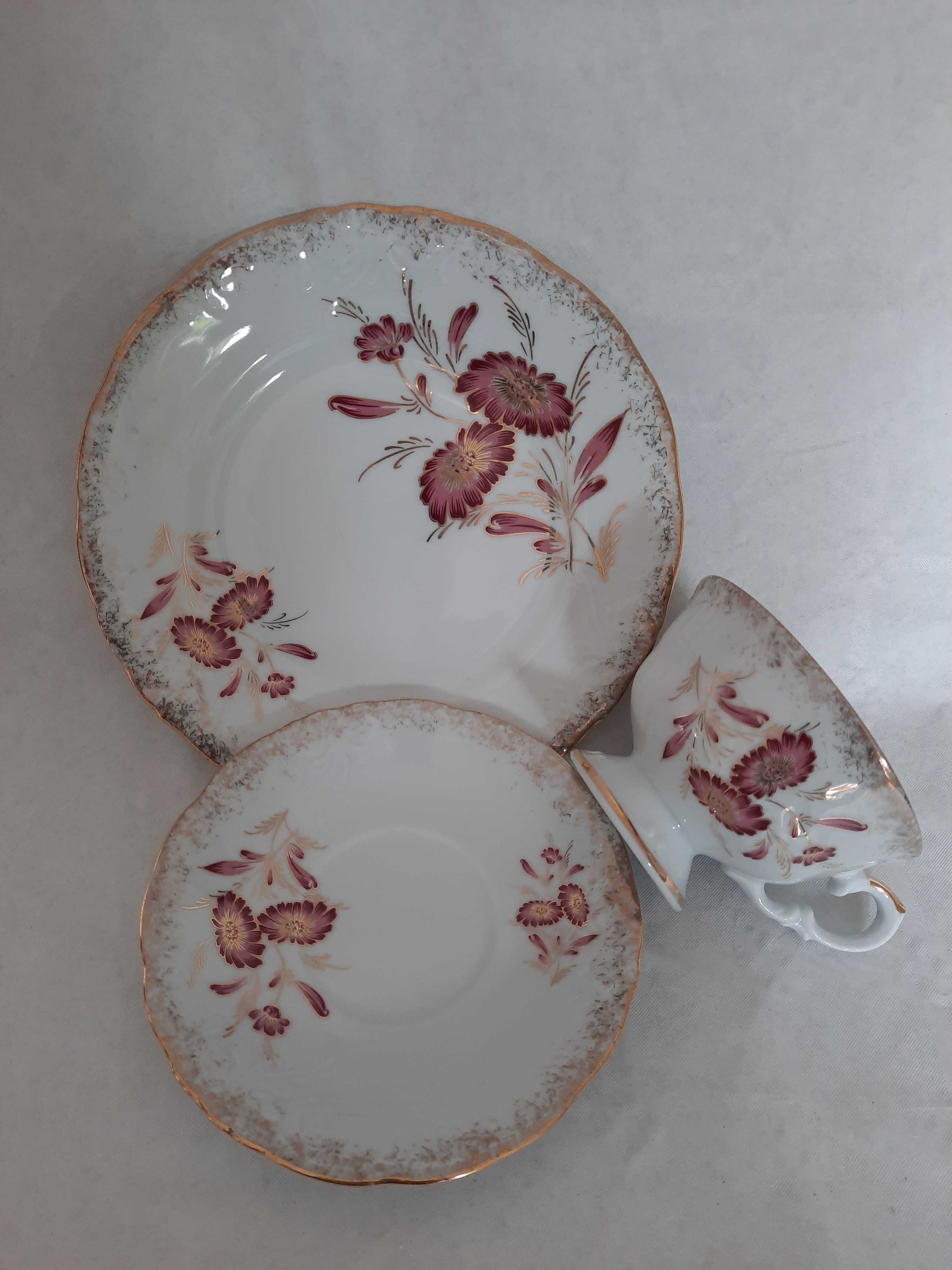 Stara Porcelanowa Filiżanka TRIO CHODZIEŻ Ręcznie Malowan lata80-90XXw