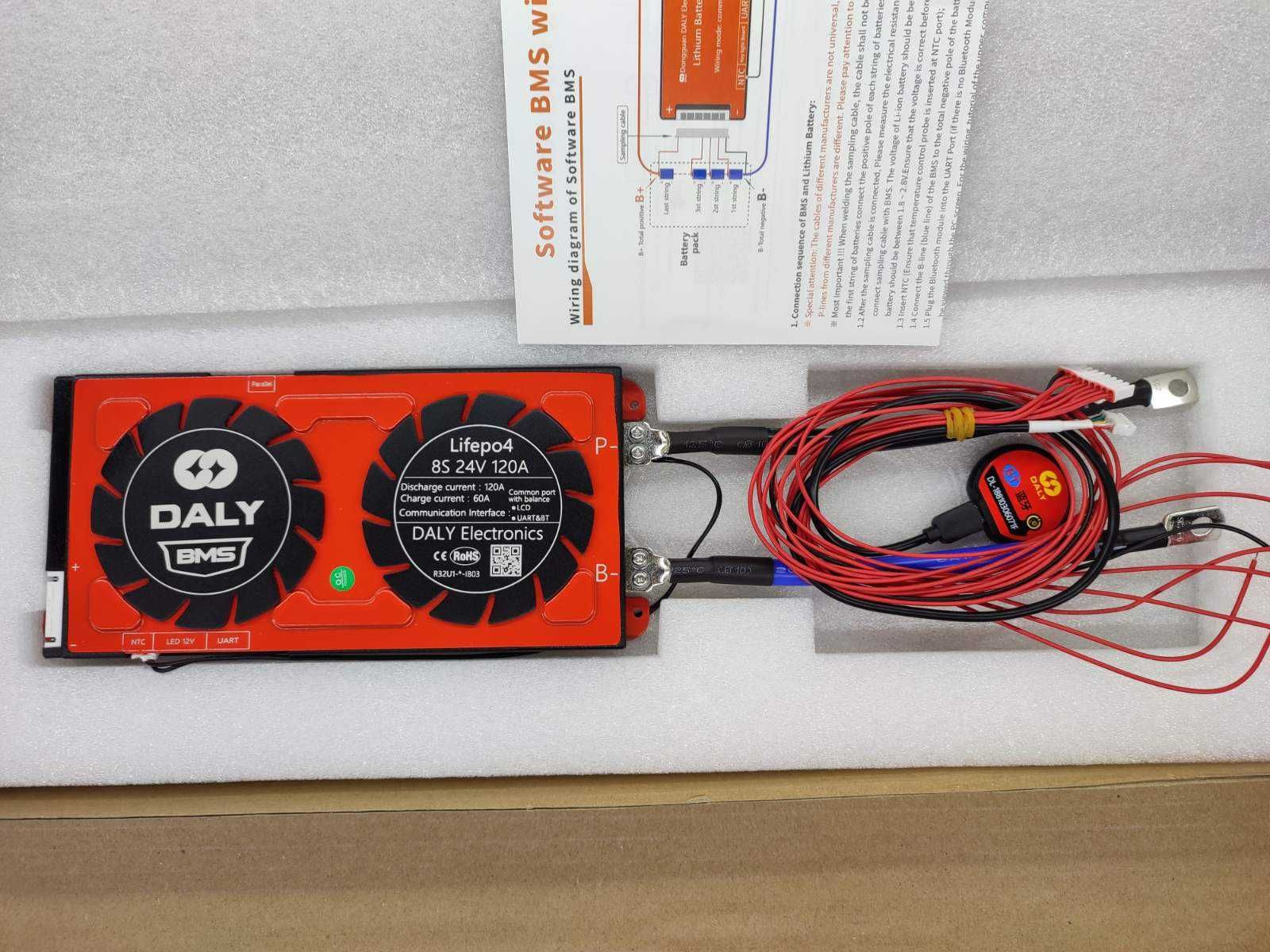 Плата Smart BMS Daly 8S 324 вольта 120А с Bluetooth
