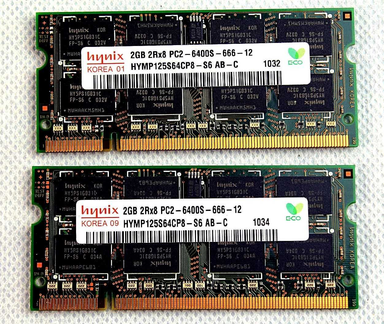 Память 2 х 2 Gb PC2-6400s Hynix