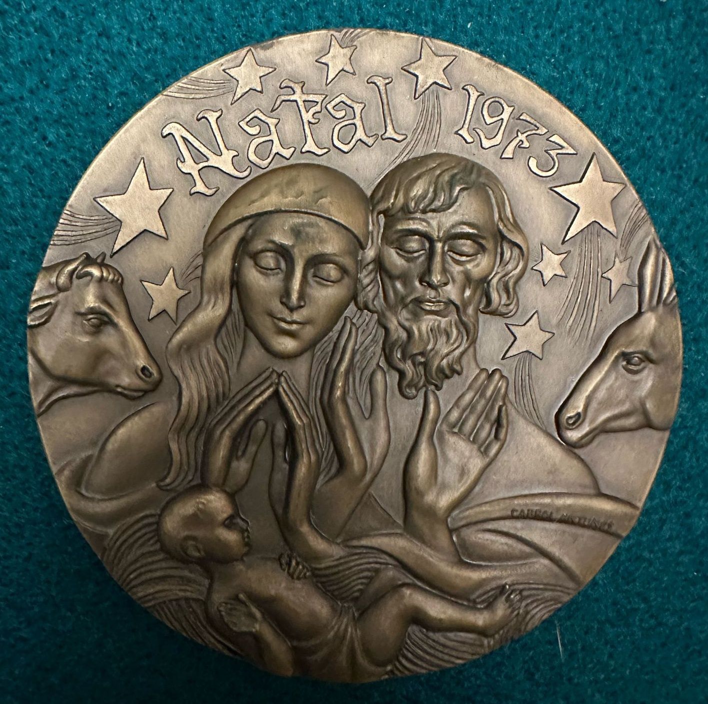Medalha comemorativa em bronze natal 73