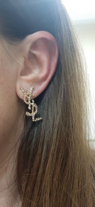 Duże, pozłacane kolczyki ysl model Opyum Cudo lv cc