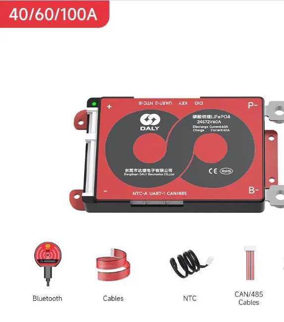 Balanser BMS 14S 48V do aku -  LI ION -60A/60A DALY+Bluetooth+app