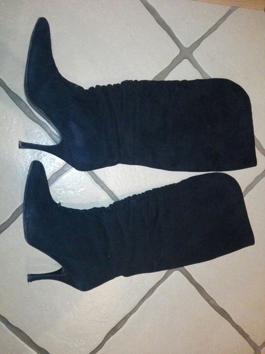 Kozaki, szpilki włoskie, zamsz, rozmiar 39