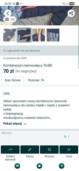 Kombinezon niemowlęcy 74/80
