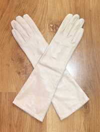OCHNIK skóra skórzane bezowe białe rękawiczki 7,5 s m