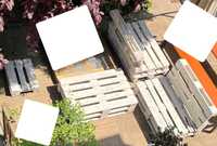 Meble ogrodowe z palet EUR - 3x ławka, stół - zestaw - biały