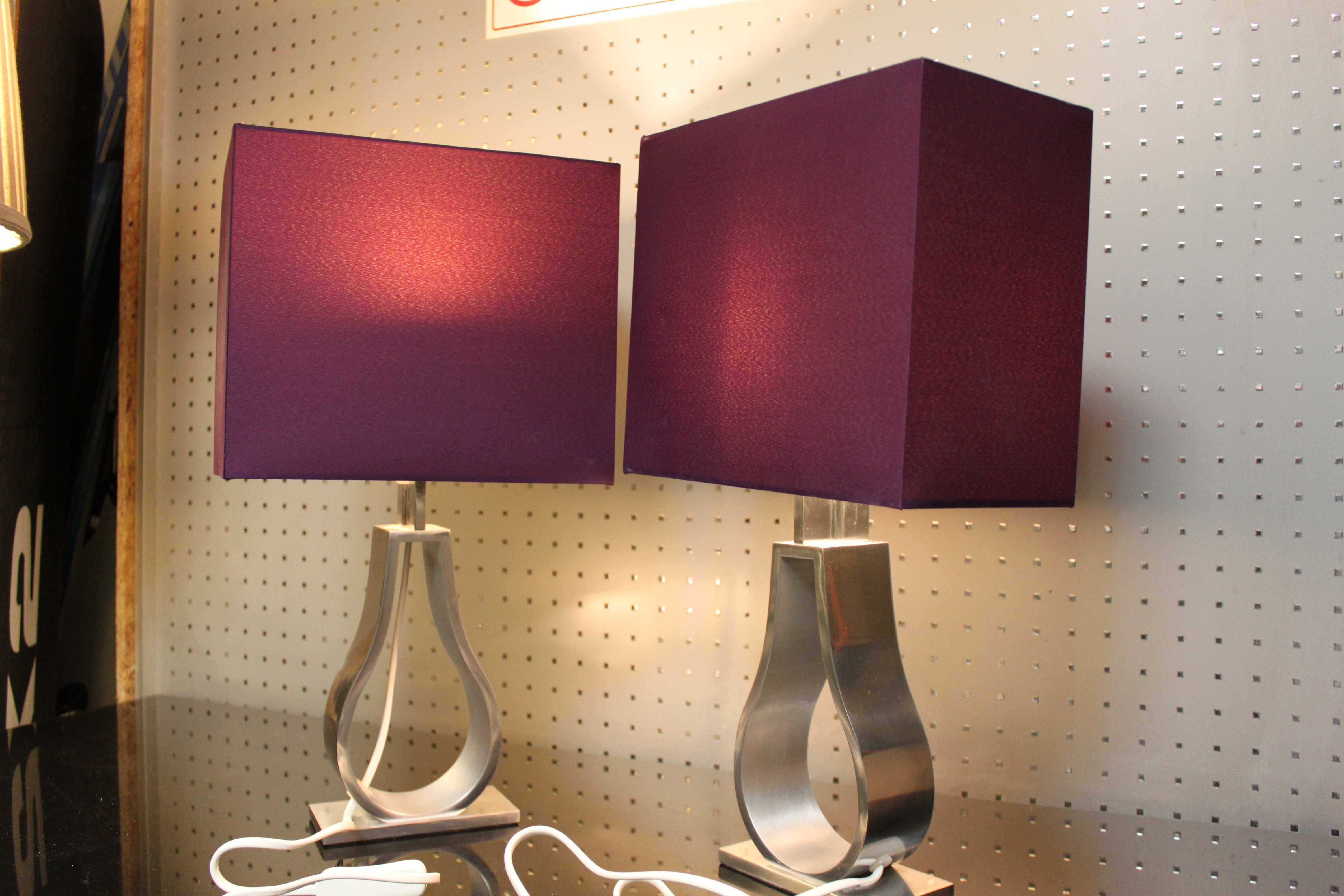 2 Lampki nocne aluminiowe, abażur, fioletowe , lampa nocna, lampka.