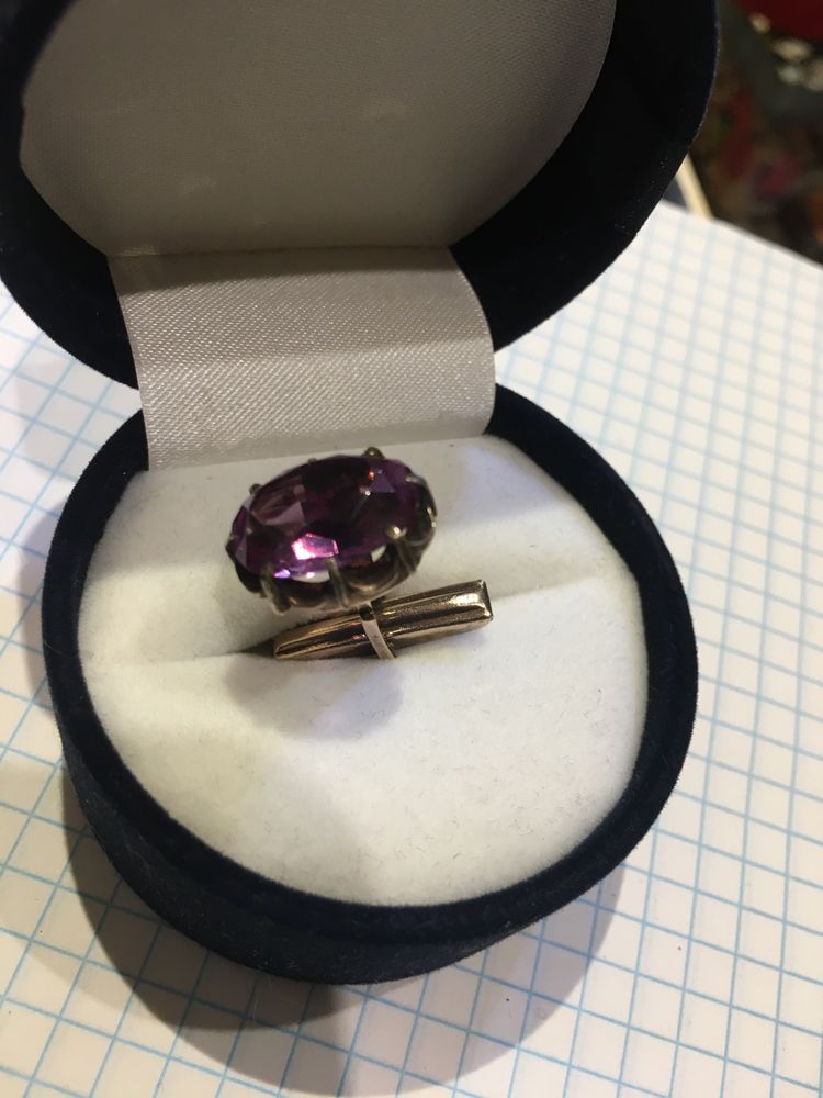 Серебряная запонка СССР 875 пробы Александрит