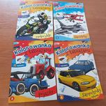 Zestaw 4 kolorowanek z tatuażami  dla chłopca auta samoloty motory
