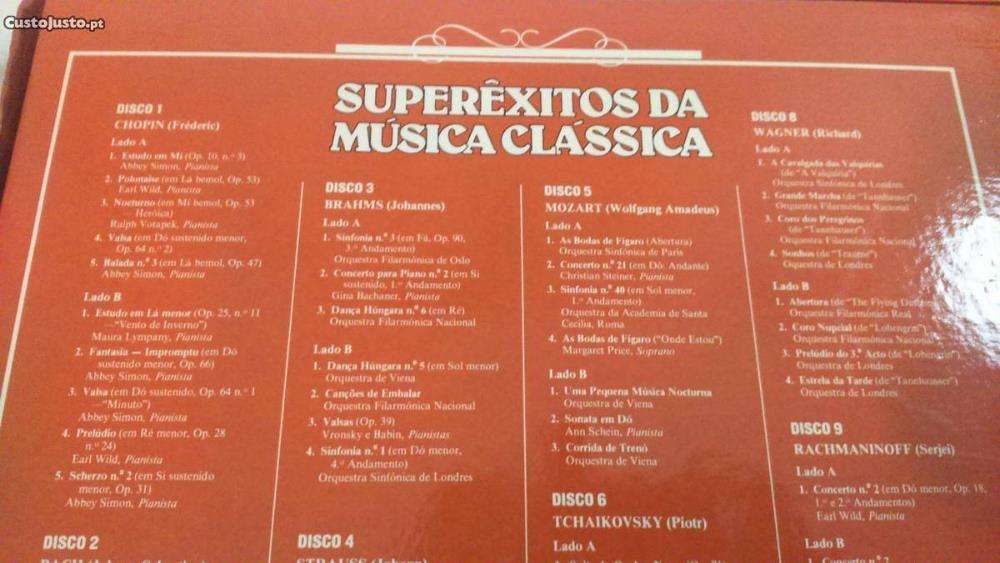 SUPER ÊXITOS DA MÚSICA CLÁSSICA, cx com 10 discos vinil