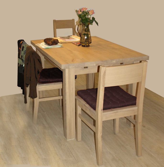 Stół rozkładany + 6 krzeseł - lity dąb