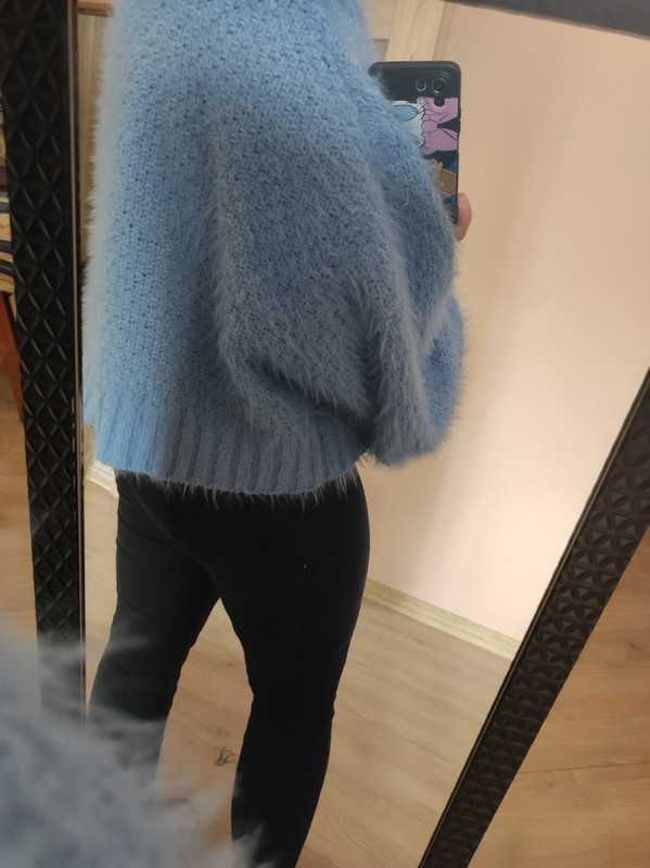 niebieski kudłaty sweter do pasa glamorous curve 52 / 6 xl