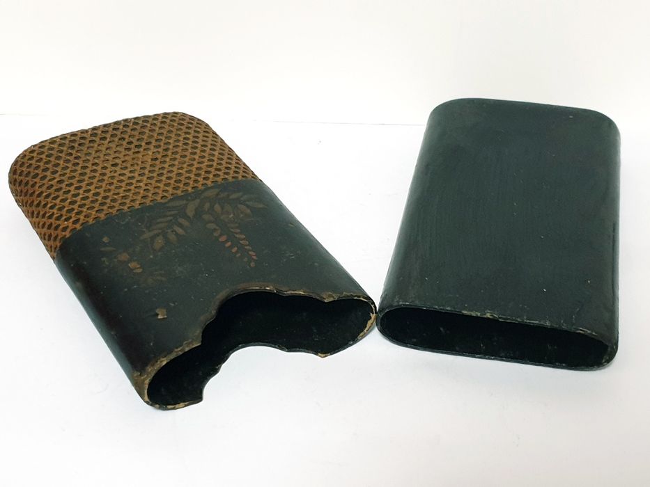 Antiga cigarreira asiática em charão pintado à mão