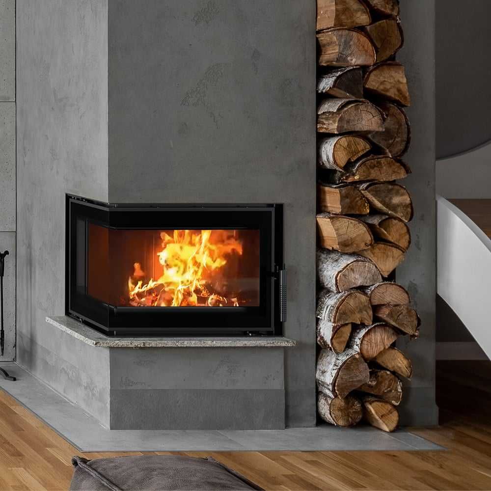 Kominki Kamko - wkład narożny Kratki Simple stalowy 6kW + zabudowa.